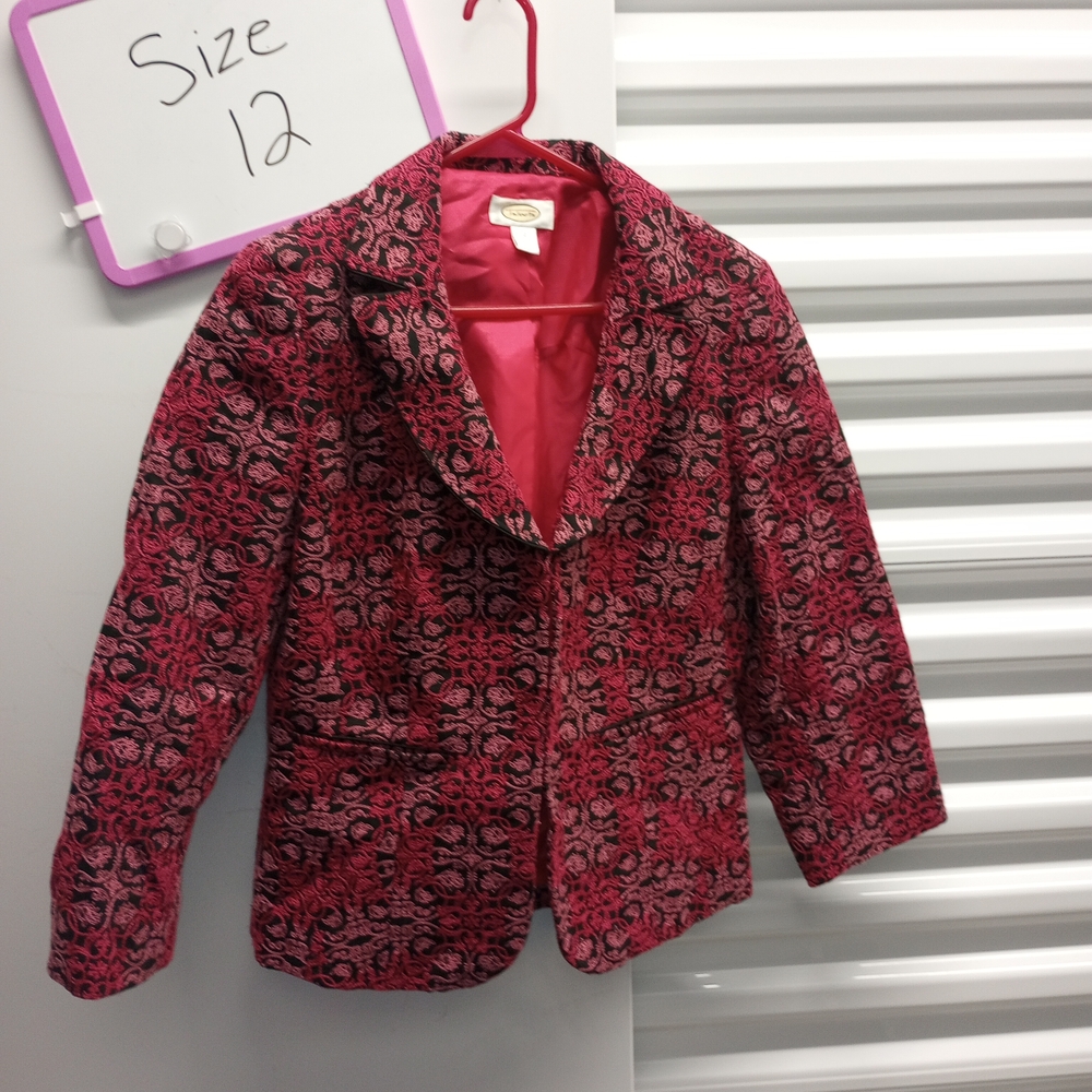 Talbots Pink and Black Patterned Blazer
